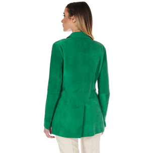 Giacca blazer in pelle scamosciata colore verde