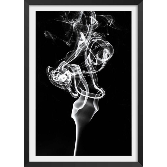 Poster white smoke tulip dream Affiche + cadre en bois - Noir