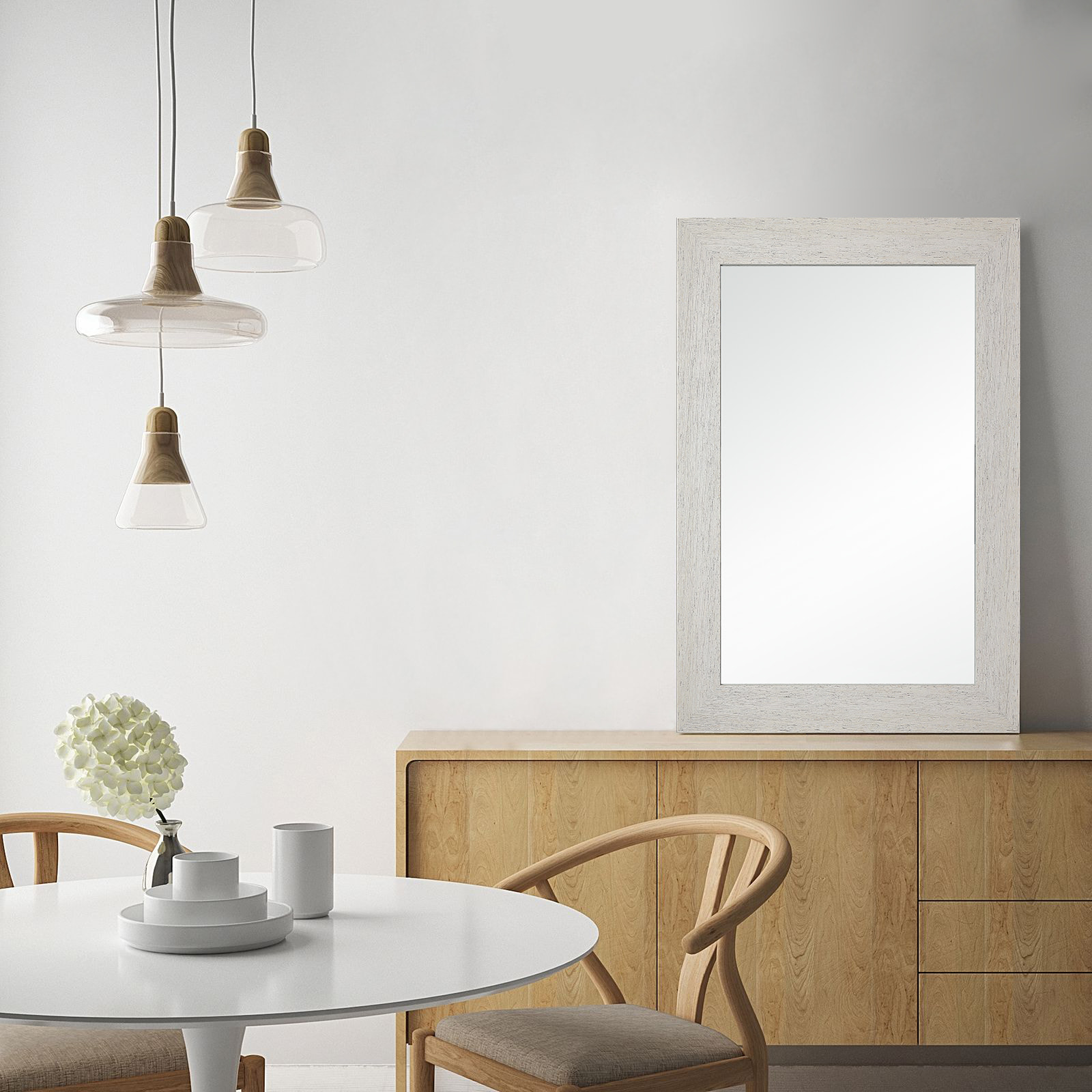 Espejo rectangular Vintage poliestireno blanco decapé 109x79x2 cm