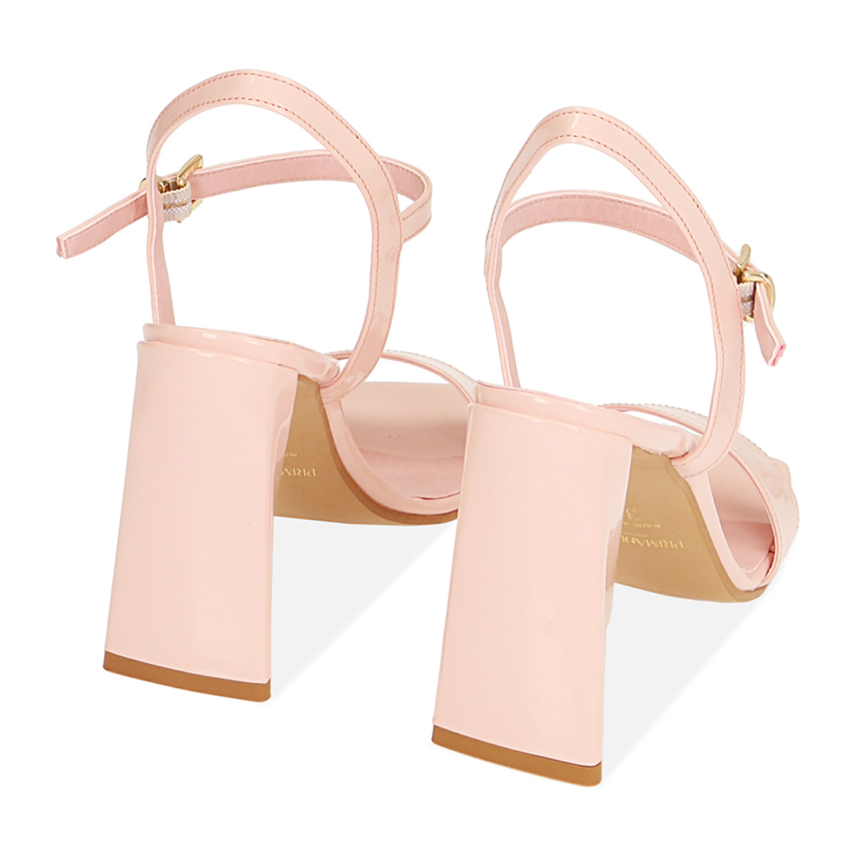 Sandalias rosas de charol, tacón de 10 cm