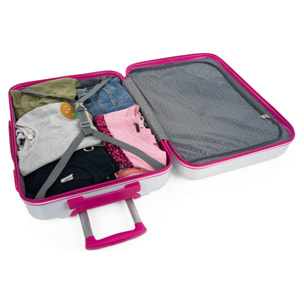Juego De Maletas Pc Itaca Base Blanco/Fucsia Blanco Dots