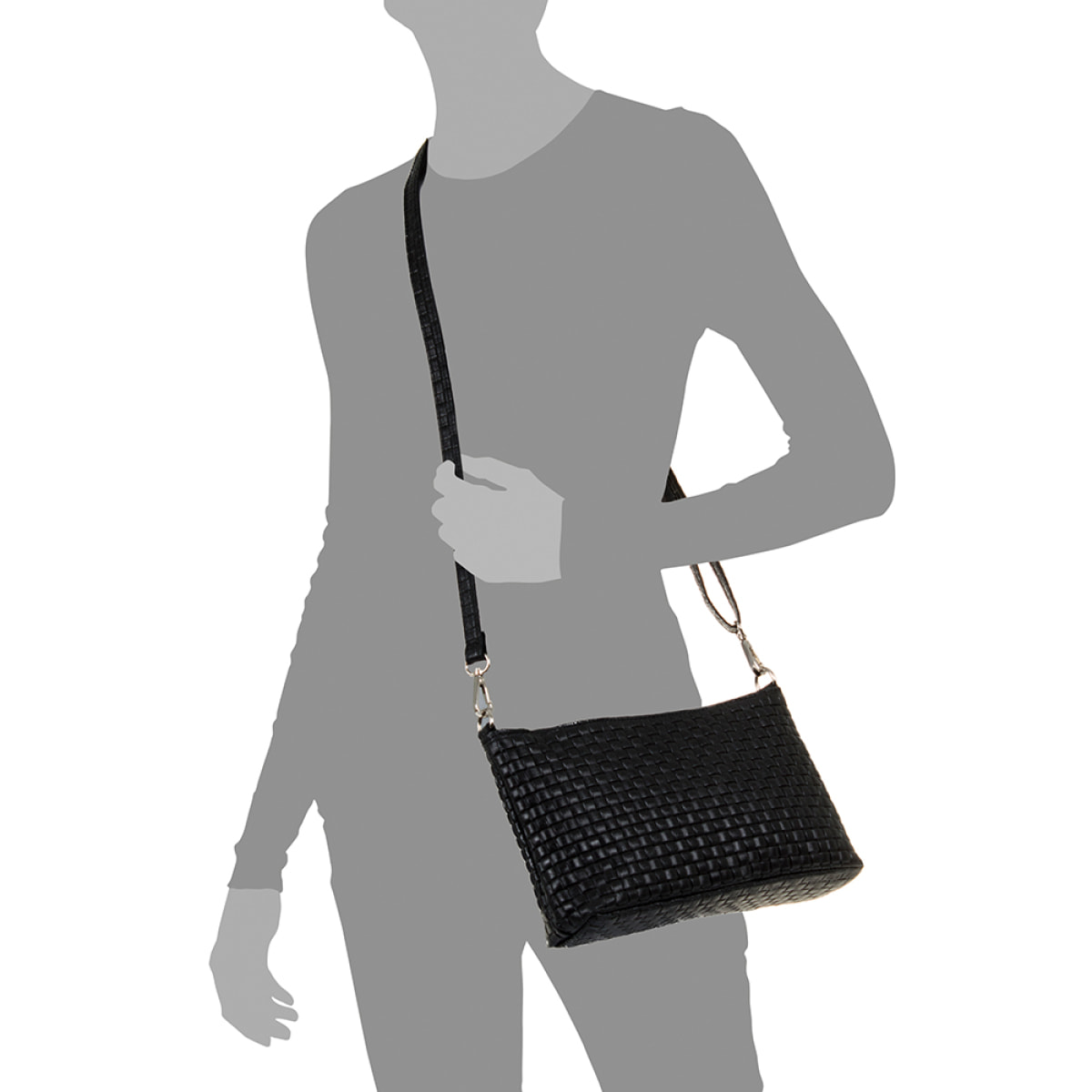 Zia Bolso bandolera Mujer.Piel auténtica Gamuza Grabado Geométrico