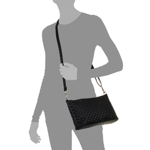 Zia Bolso bandolera Mujer.Piel auténtica Gamuza Grabado Geométrico