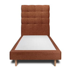 Lit avec tête de lit capitonnée bouclette et sommier tapissier Ep14