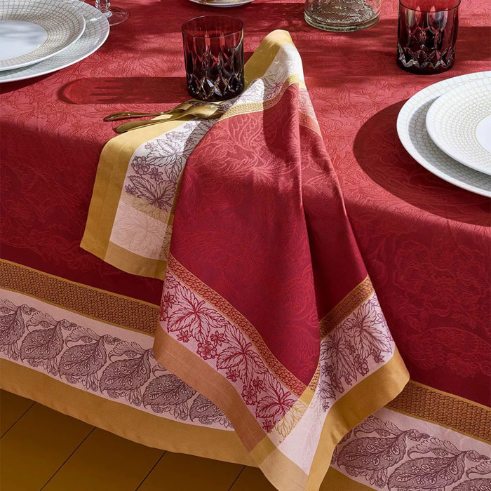Serviette pur coton motif jacquard rouge Alexandria rubis