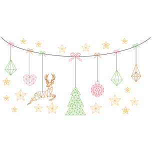 Sticker Noël guirlande de noël origami - Autocollants stickers adhésifs noël - décoration fêtes