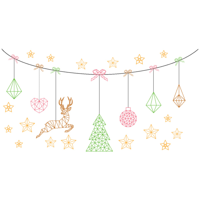 Sticker Noël guirlande de noël origami - Autocollants stickers adhésifs noël - décoration fêtes