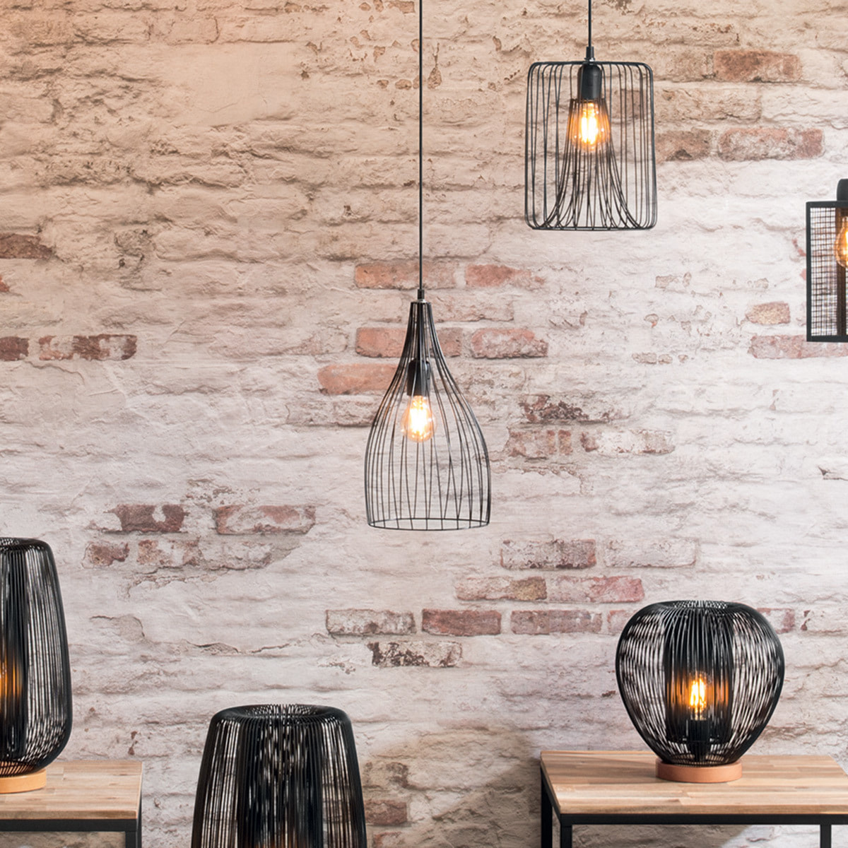 Suspension filaire "Rita" noire - métal D21 cm