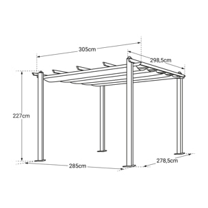 Pergola autoportante 3 × 3m CASSIS grise - structure aluminium