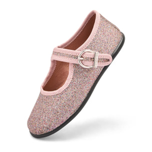 Bailarinas de niña con cierre de hebilla estampado glitter Mary Janes