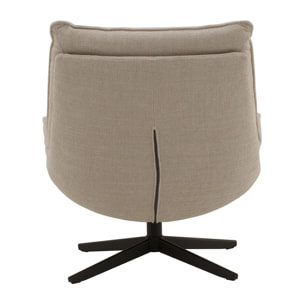 Poltrona girevole BRIKELL in tessuto beige e base in metallo nero