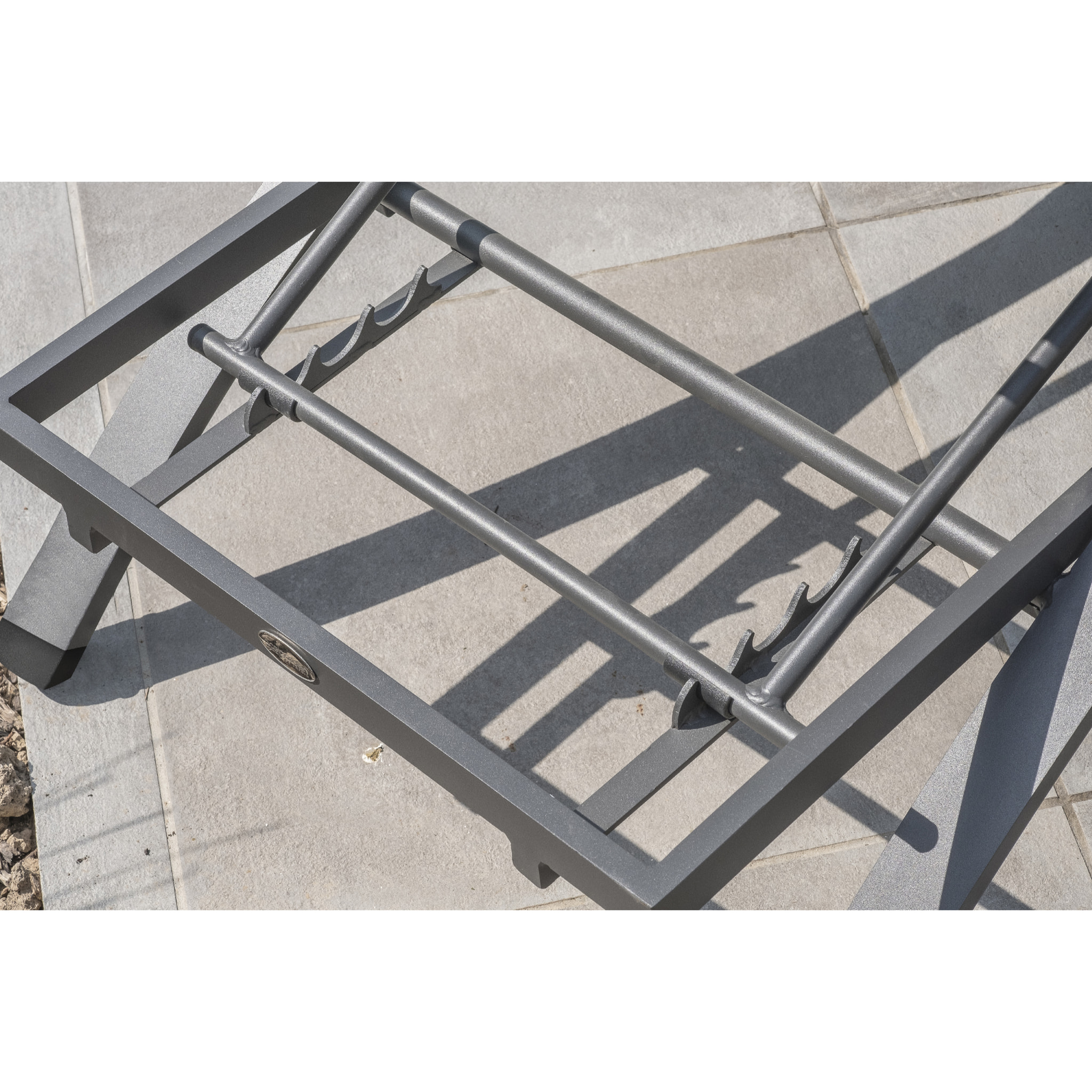 BARCELONA - Lot de 2 bains de soleil en toile plastifiée et aluminium gris