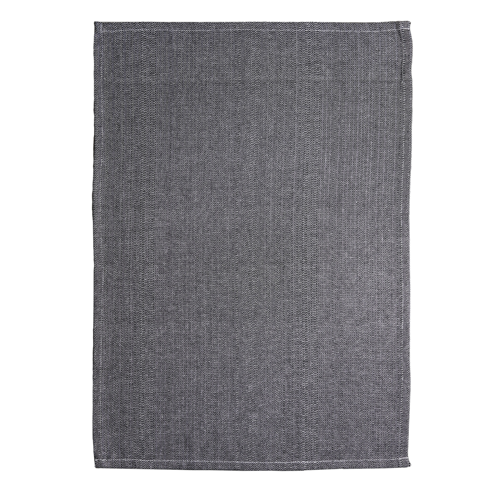 Torchon de cuisine en coton motif chevrons tissés - Noir