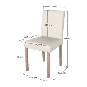 Lot de 2 chaises en tissu beige et pieds en bois de chêne - Havane