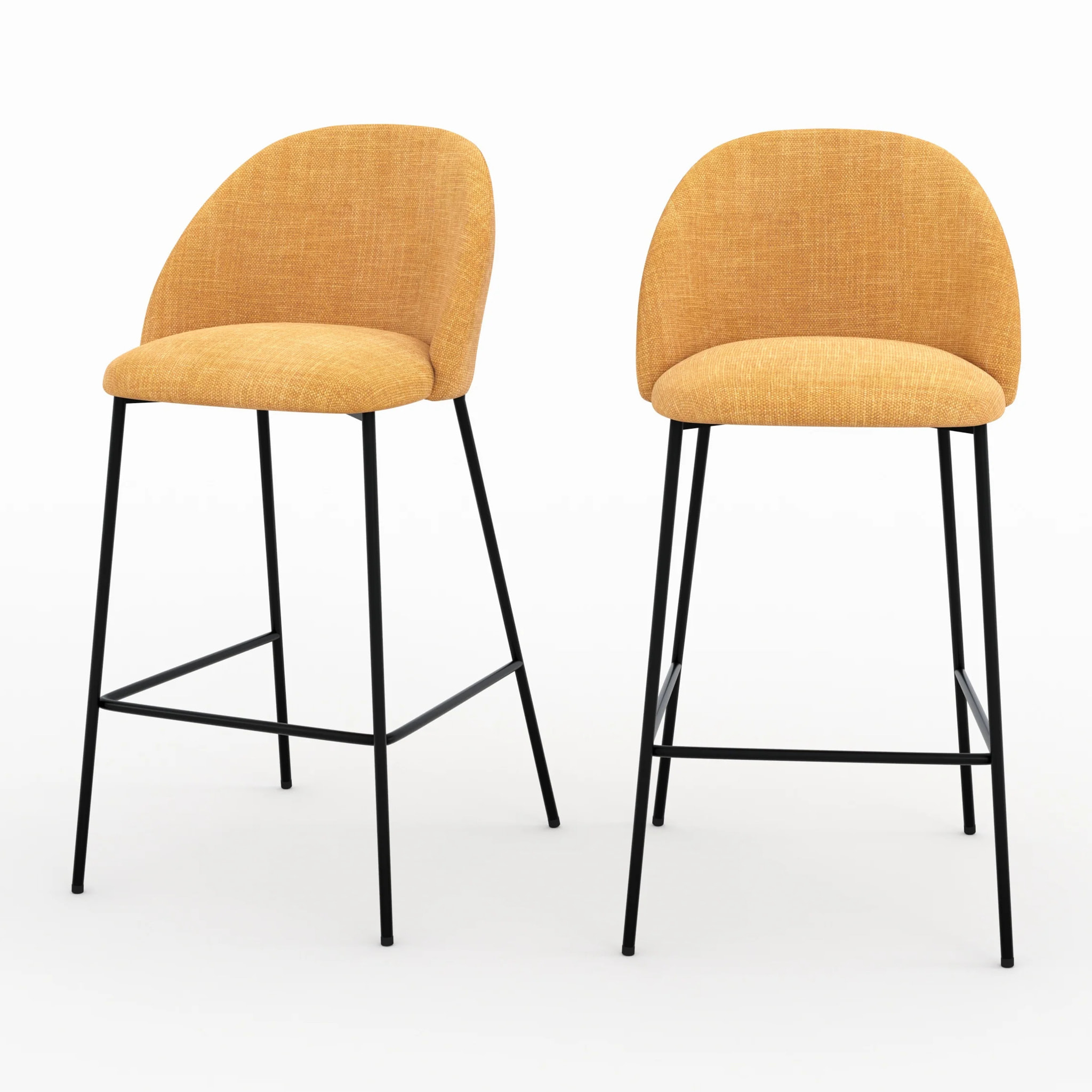 Lot de 2 chaises pour ilot central 66,5 cm en tissu jaune moutarde - Karl