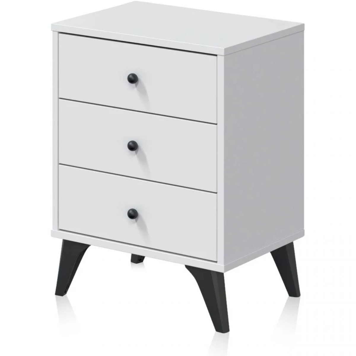 Mesita de noche Iconic Blanco Artik (Blanco Mate) - Negro