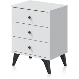 Mesita de noche Iconic Blanco Artik (Blanco Mate) - Negro