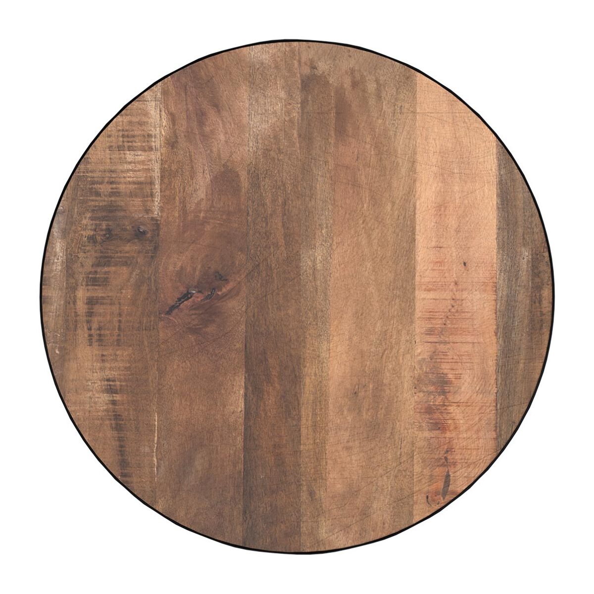 Table basse ronde en bois massif et métal D70 cm - Tajy