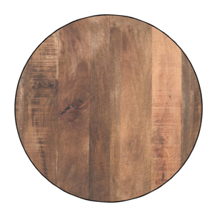 Table basse ronde en bois massif et métal D70 cm - Tajy