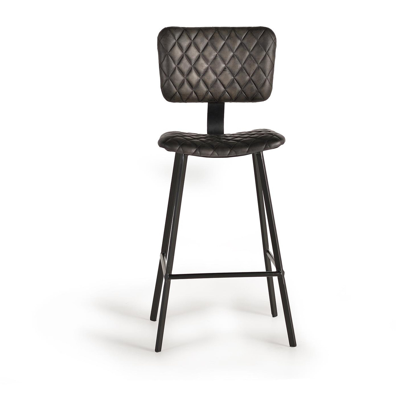 Taburete de Cuero 45 Cm Estilo Industrial Moderno