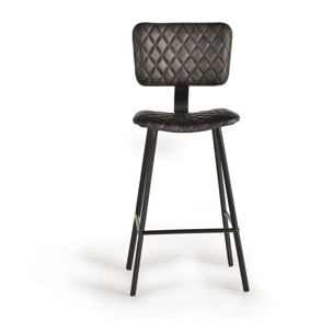 Taburete de Cuero 45 Cm Estilo Industrial Moderno