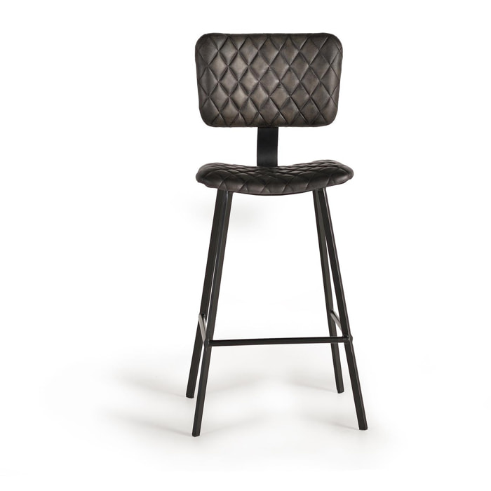 Taburete de Cuero 45 Cm Estilo Industrial Moderno