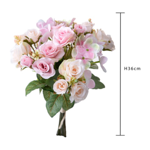 Bouquet Rose/Ortenzie 36 Cm - Pezzi 4 - 22X36X22cm - Colore: Rosa - Bianchi Dino - Fiori Artificiali