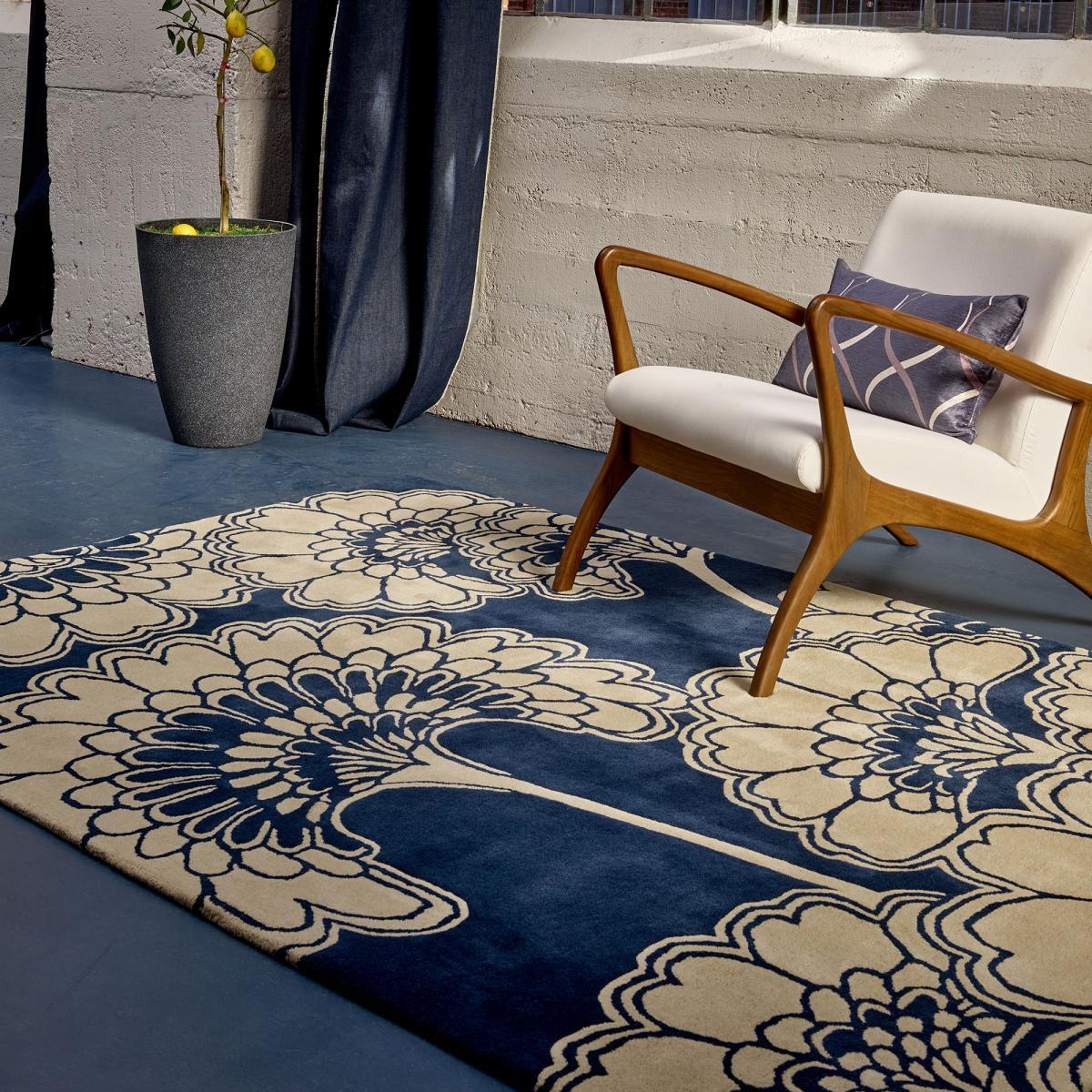 Tapis salon et chambre fait à la main en laine motif floral VAVA