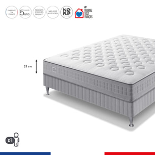 Ensemble INITIAL matelas H23 ressort ensachés, ferme, sommier