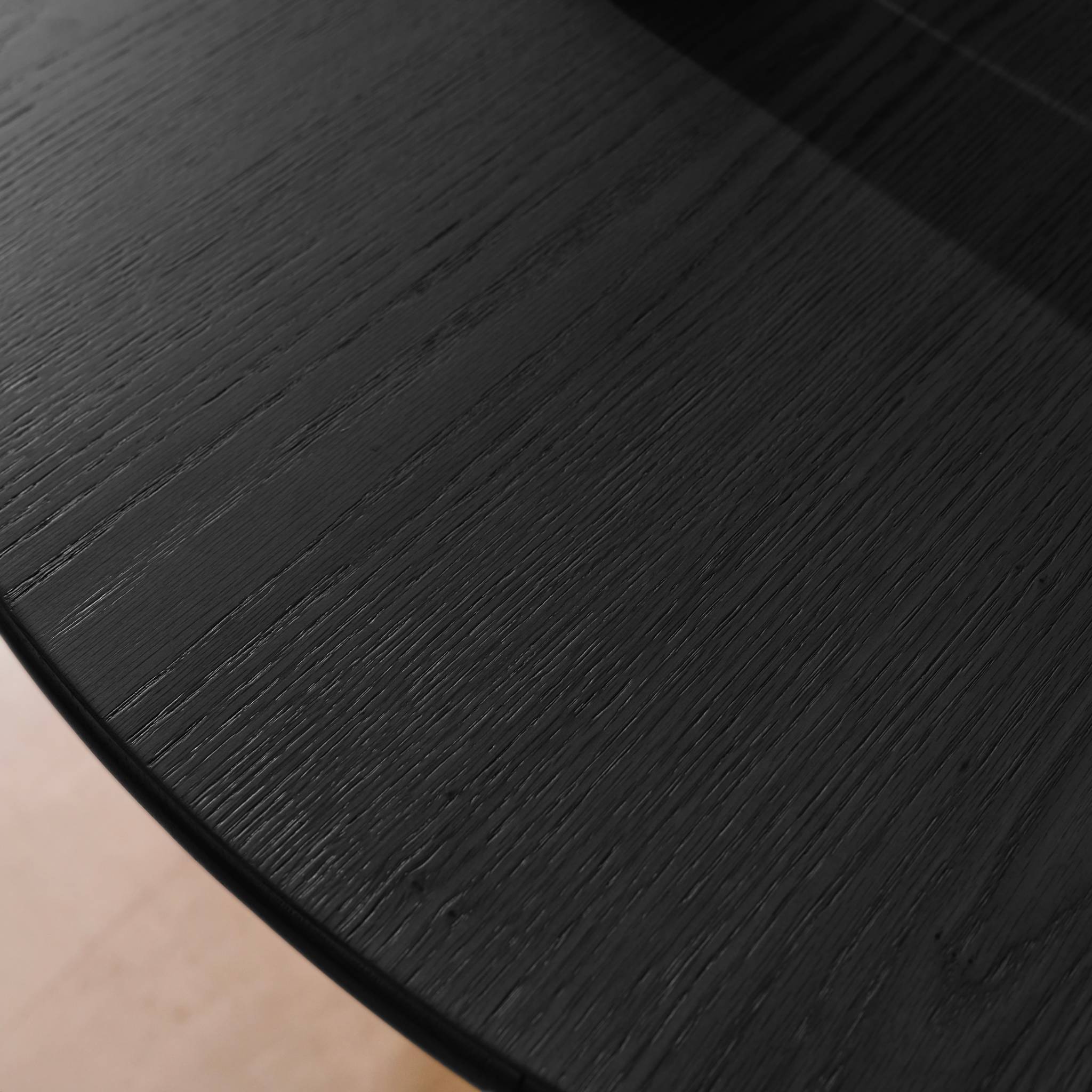 Table à manger ronde bois d'hévéa et placage chêne 4 places ESTELLE