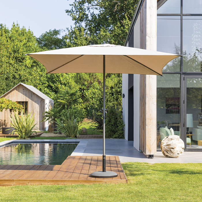 Parasol droit carré "Soya" taupe D2,5x2,5m en acier