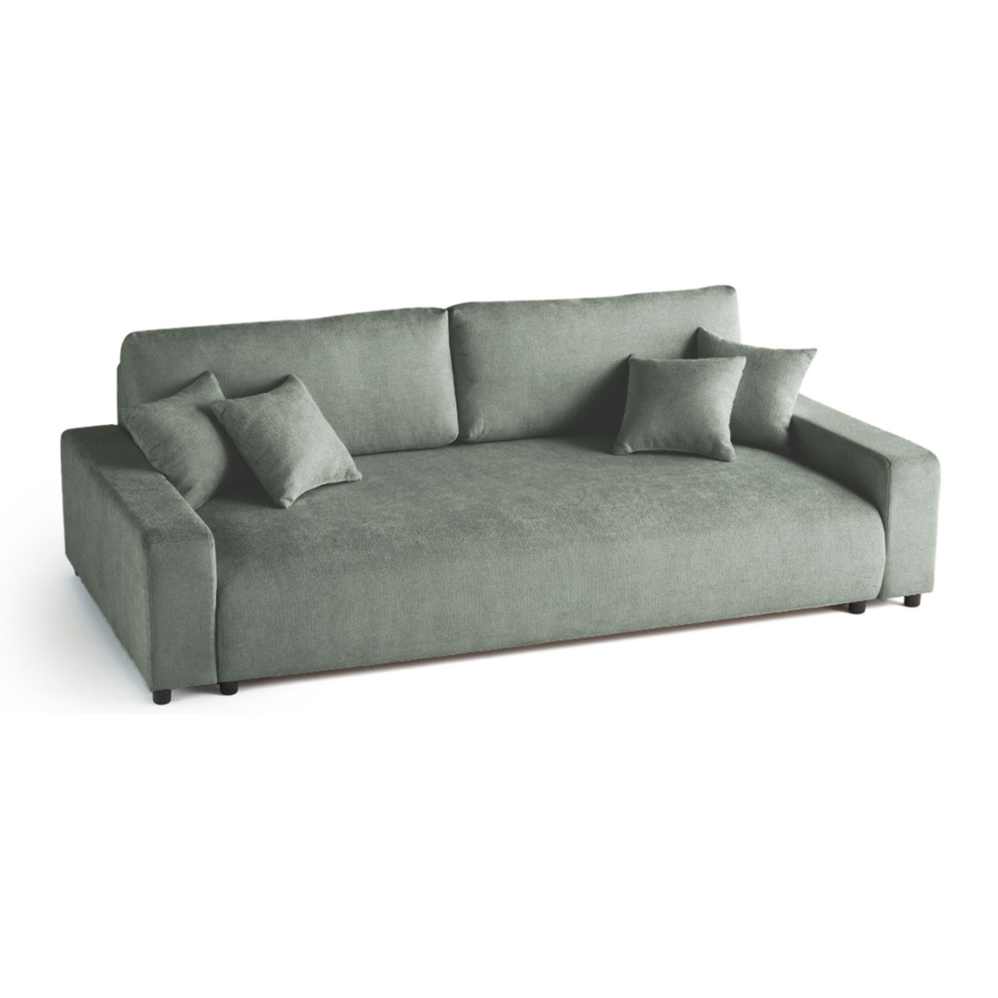 Pivoine - canapé droit 3 places - convertible avec coffre - en velours texturé - Vert