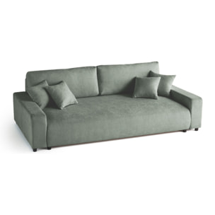 Pivoine - canapé droit 3 places - convertible avec coffre - en velours texturé - Vert