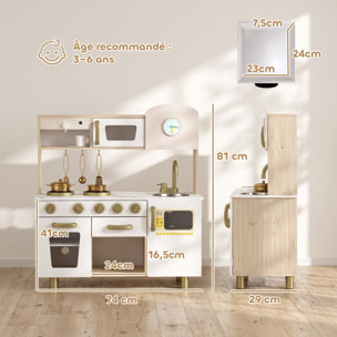Cuisine enfant bois design rétro équipement et accessoires multiples