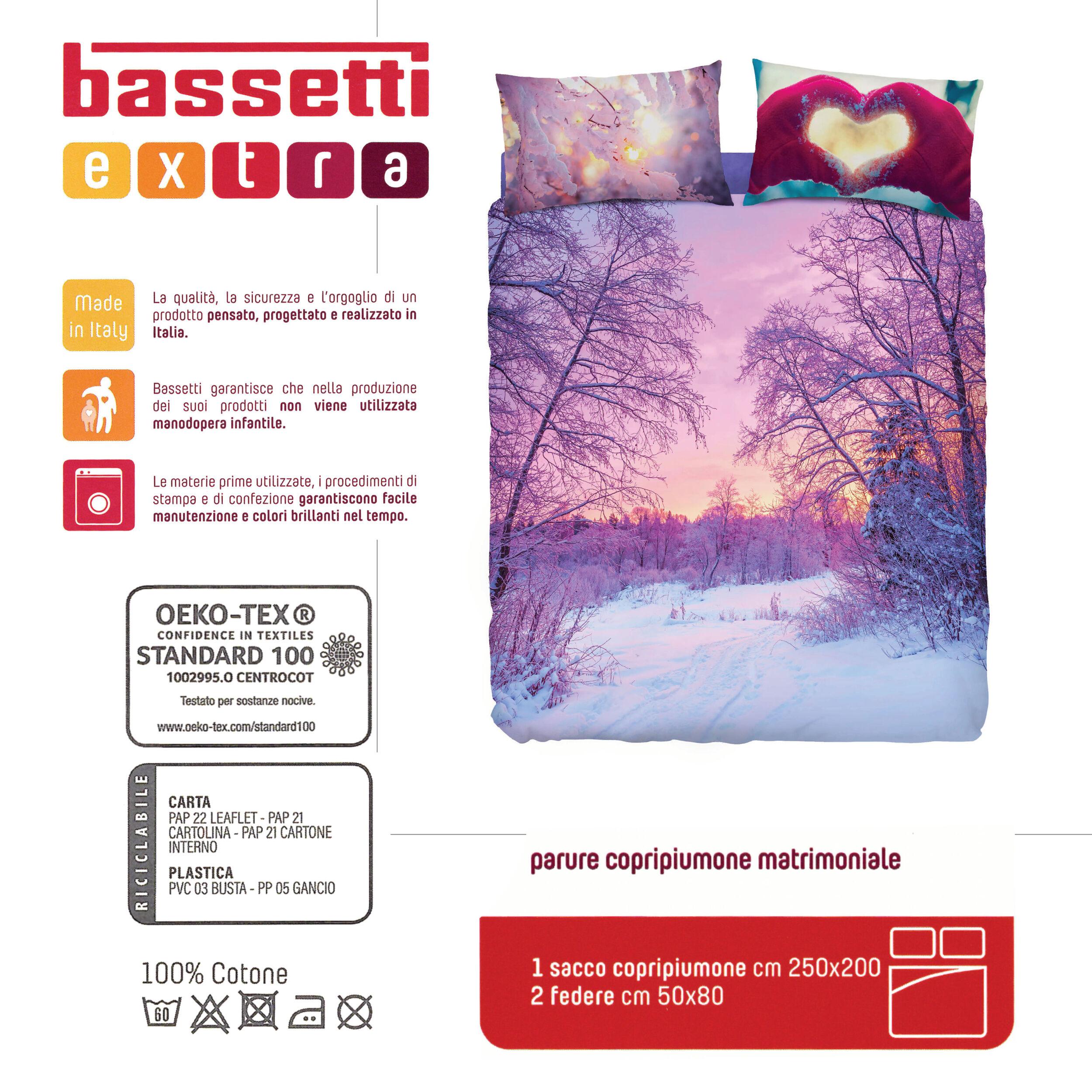 BASSETTI Parure Copripiumino IMAGE Stampa Alta Definizione Made in ITALY copriletto lenzuolo stampa in digitale animali natura paesaggi balza applicata 100% cotone(BOSCO INCANTATO, MATRIMONIALE)