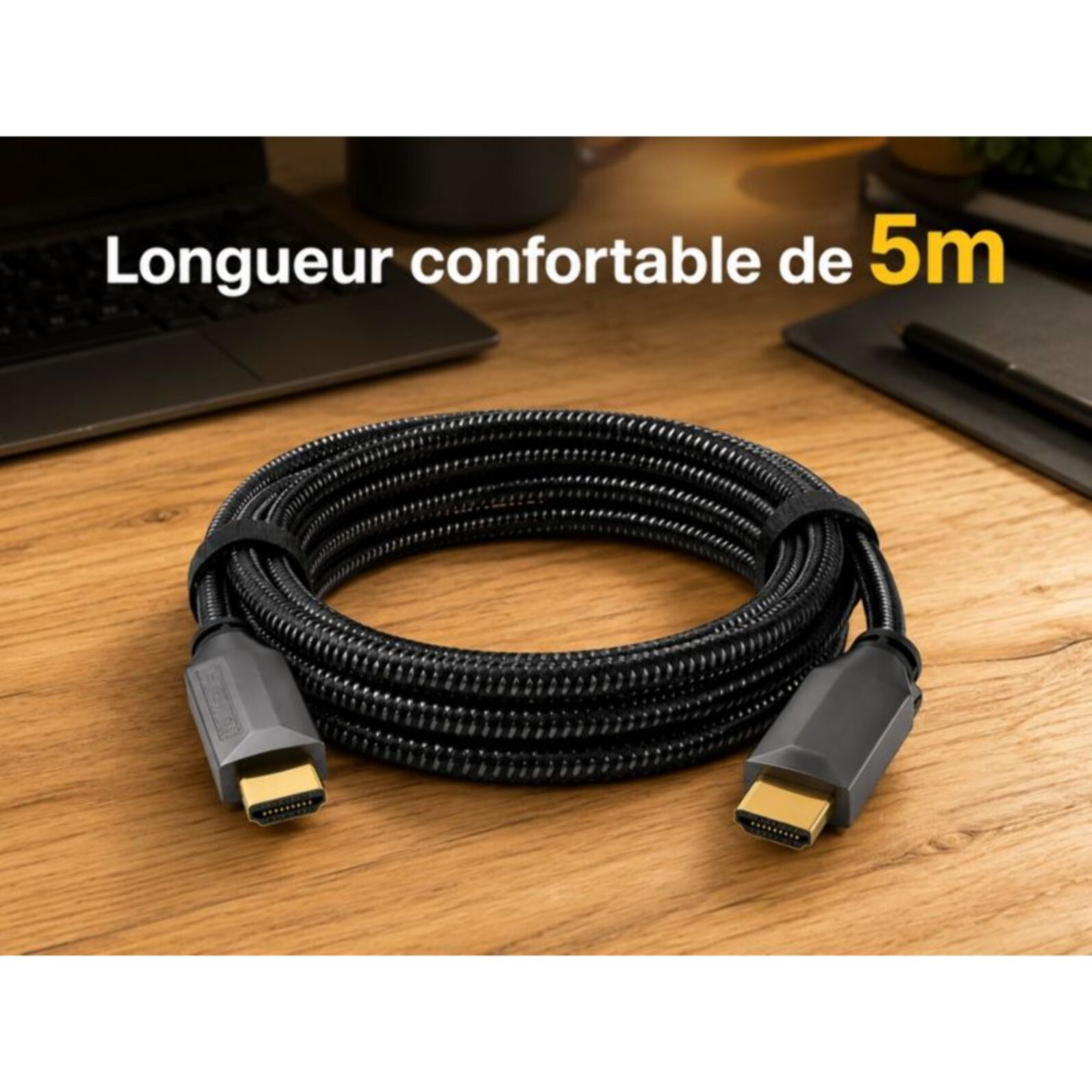 Câble HDMI ADEQWAT 2.1/48Gbps 5M Noir