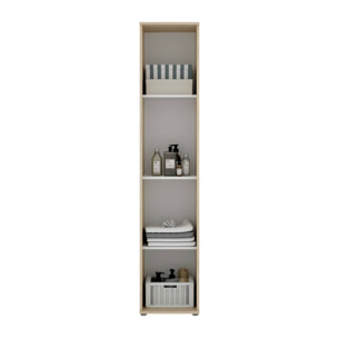 Colonna bagno Lagalb, Mobile pensile bagno, Armadio alto multiuso a 1 anta, 39x35h190 cm, Rovere