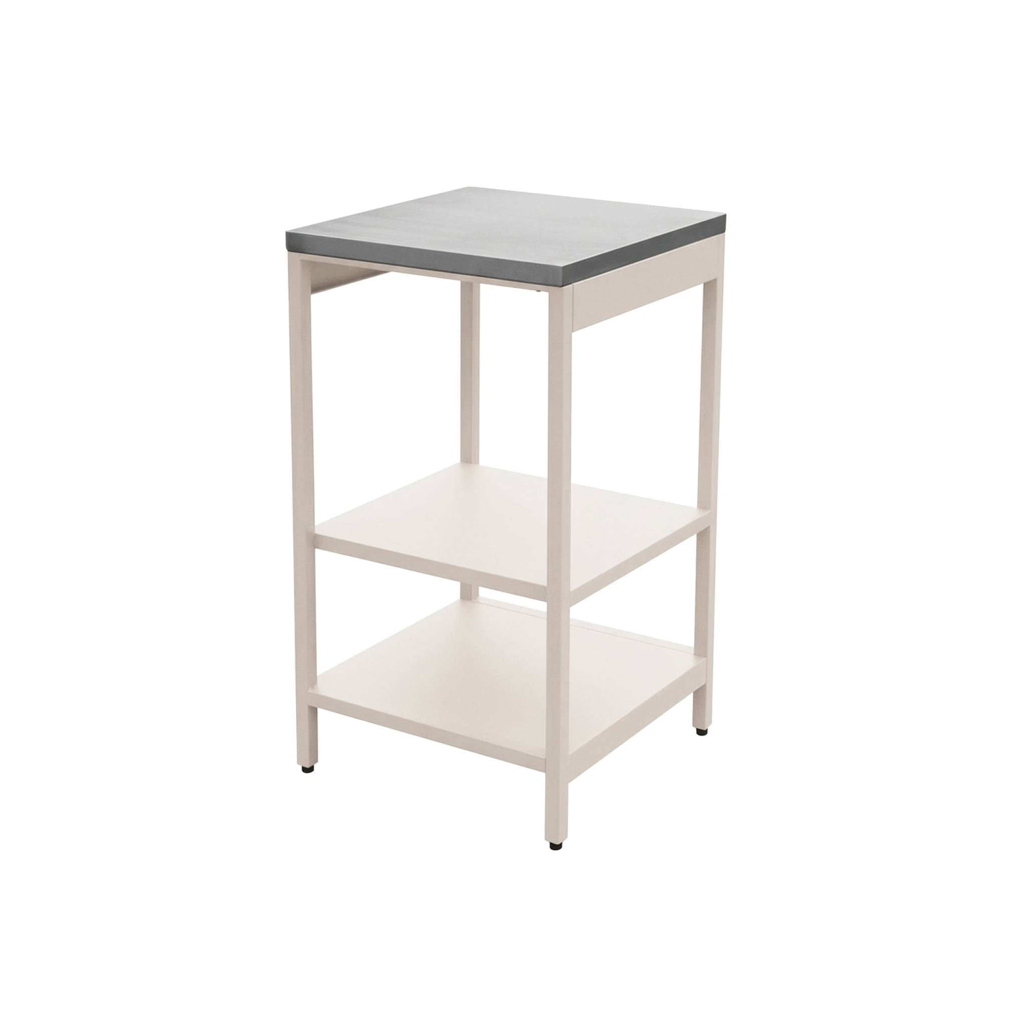 Cuisine d'extérieure en acier beige avec 2 étagères L49cm