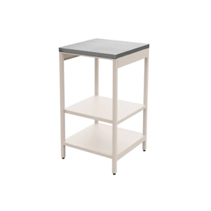 Cuisine d'extérieure en acier beige avec 2 étagères L49cm