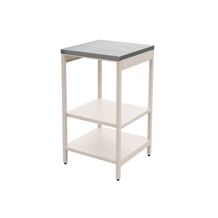 Cuisine d'extérieure en acier beige avec 2 étagères L49cm