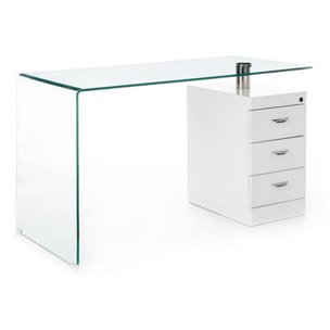 Tomasucci Bureau en verre bombé BOW Blanc