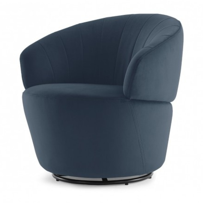 Fauteuil rond pivotant en velours - 5 coloris - ROMANE