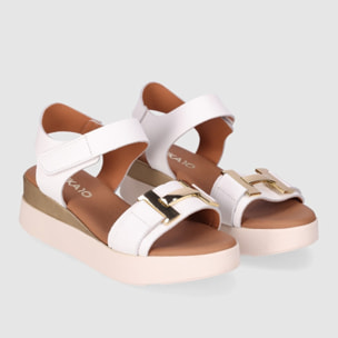 Sandalias de Piel - Blanco - Tacón: 4 cm