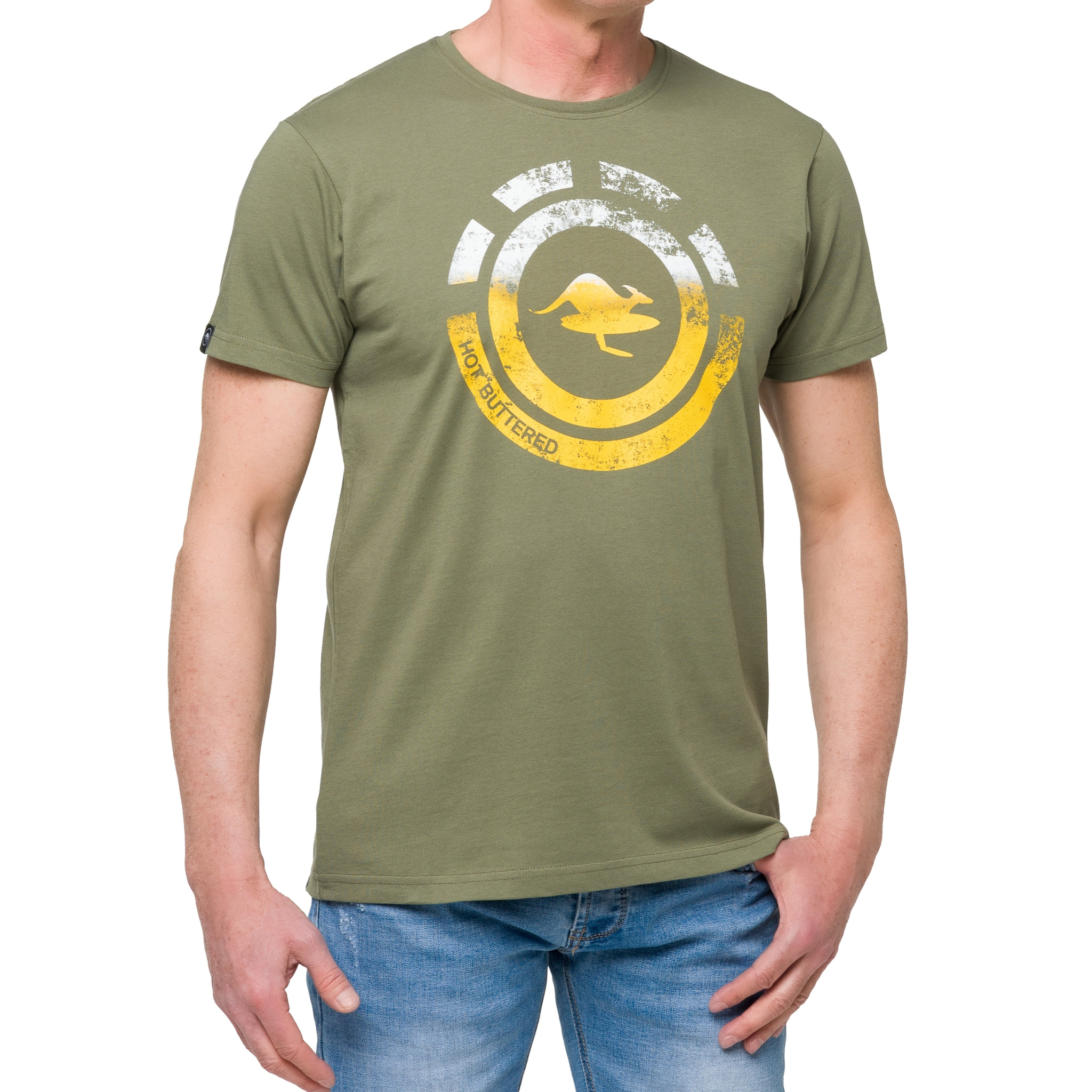 T-shirt in cotone 150 gr Hot Buttered Nahua Colore Verde militare.