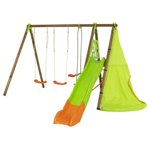 Balançoire en bois poutre métal 2,30 m Techwood Premium NAVAJO - 6 enfants