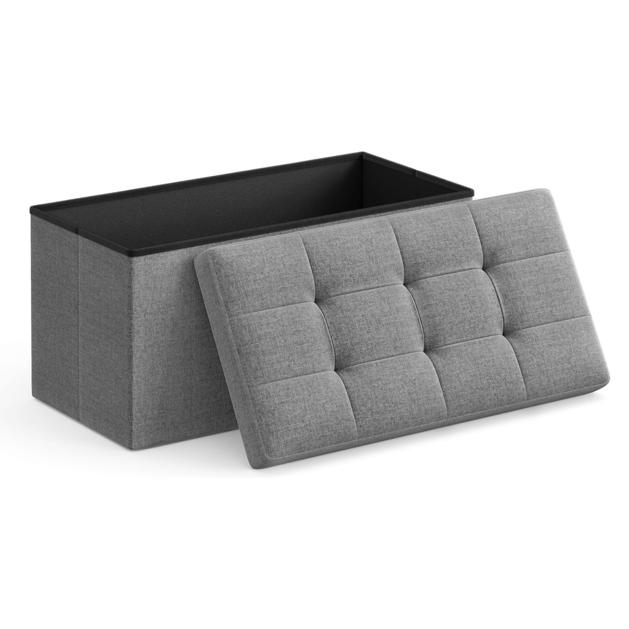 Panca contenitore pieghevole in tessuto grigio chiaro