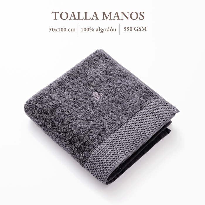 Toalla Gris 100% algodón 550gsm logo bordado scalpers home