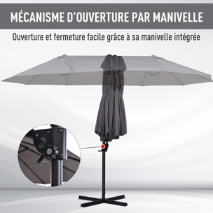 Parasol déporté grande taille – Design pratique – Pied inclus