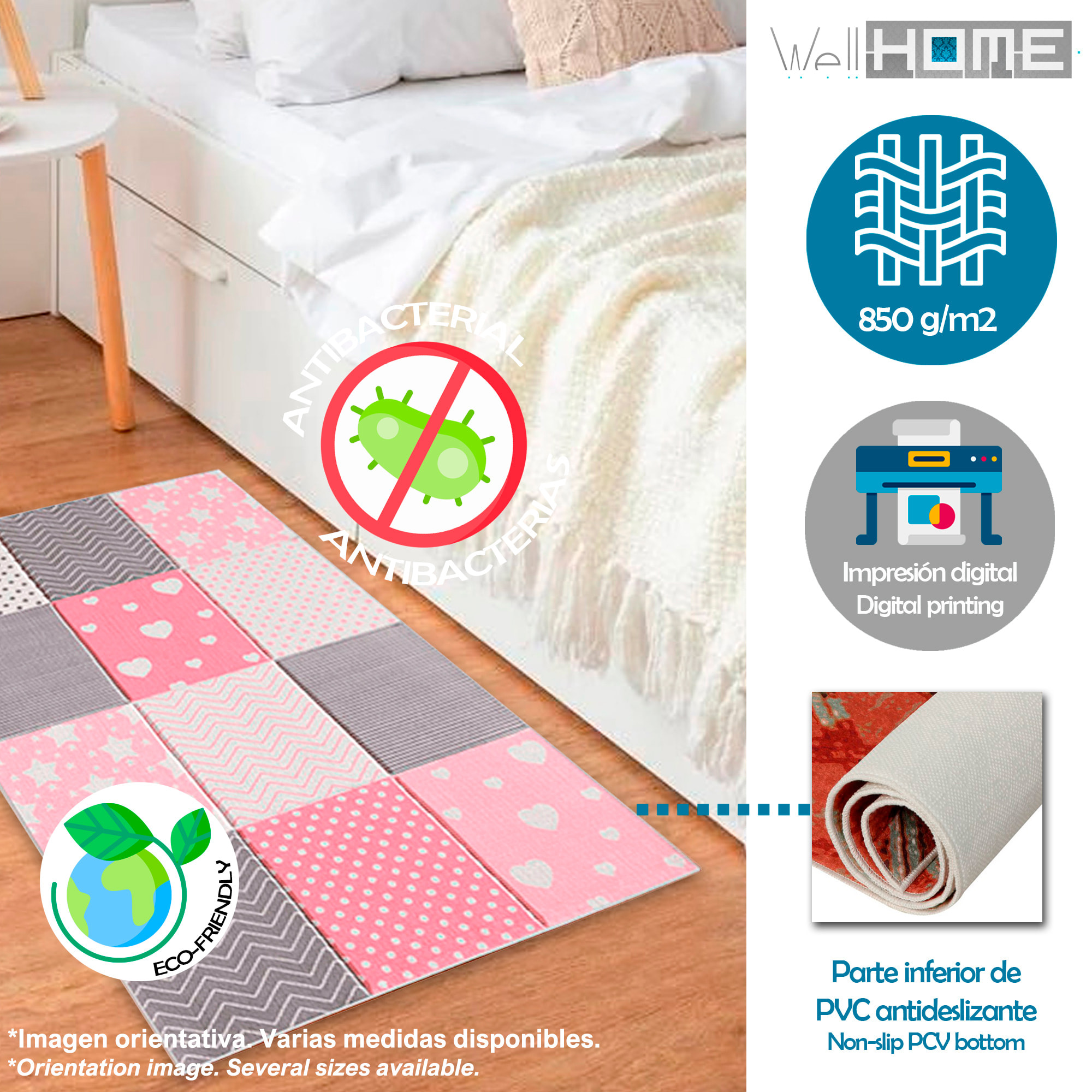 Alfombra infantil de Poliester estampada 100 x 150cm