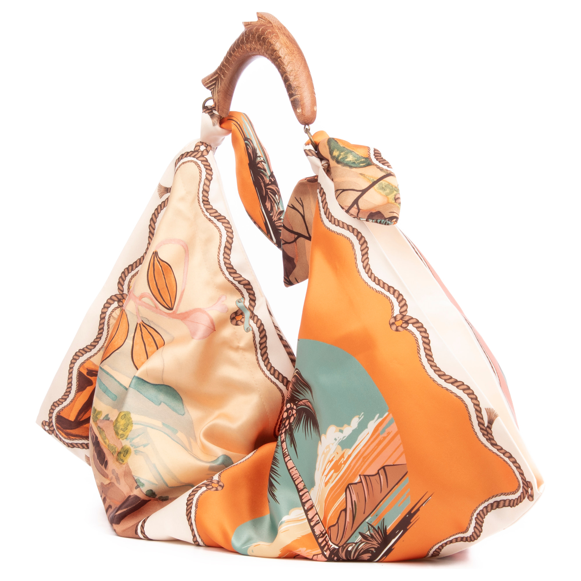 Berchidda Borsa a spalla Donna. Realizzato in tessuto in poliestere con manico in legno.